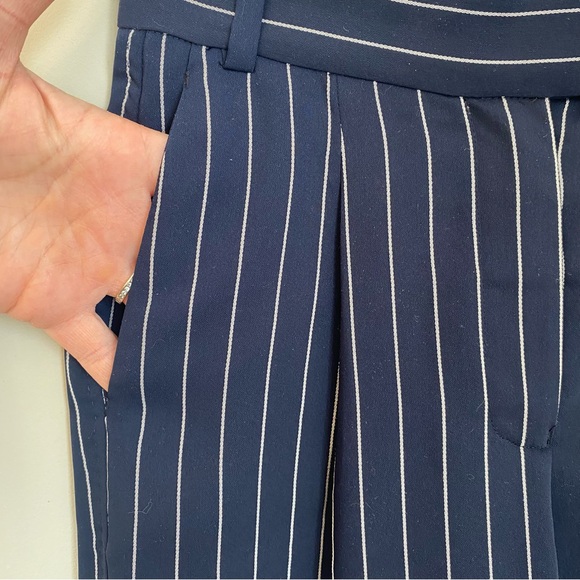 Aritzia BABATON Modesto Navy Stripe Trouser Cropped Dress Pants Ladies 00 Office - Picture 6 of 11